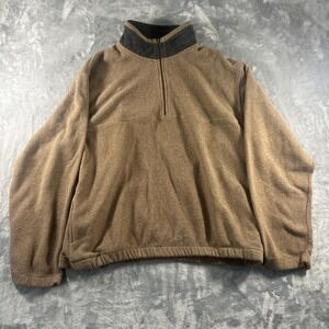 Tan and brown M.E. Sport quarter zip fleece